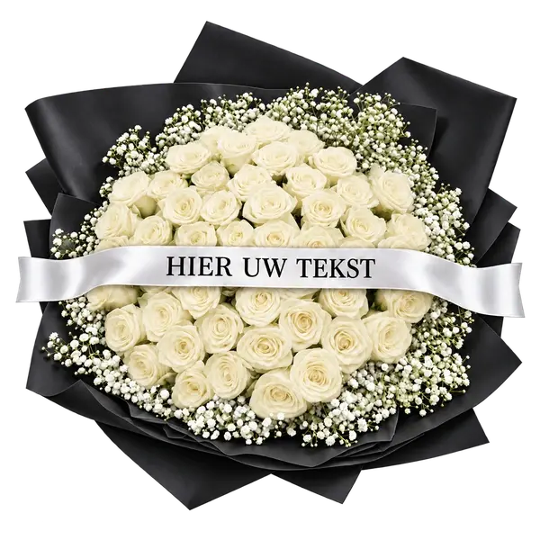 50 witte rozen met gips