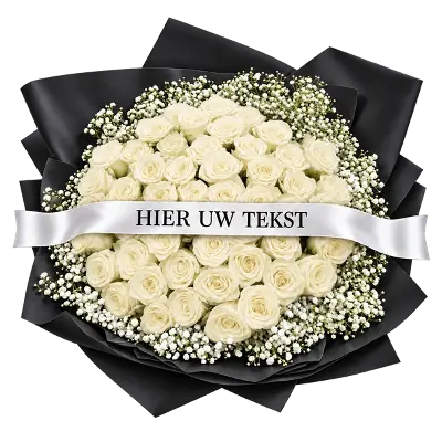 50 witte rozen met gips